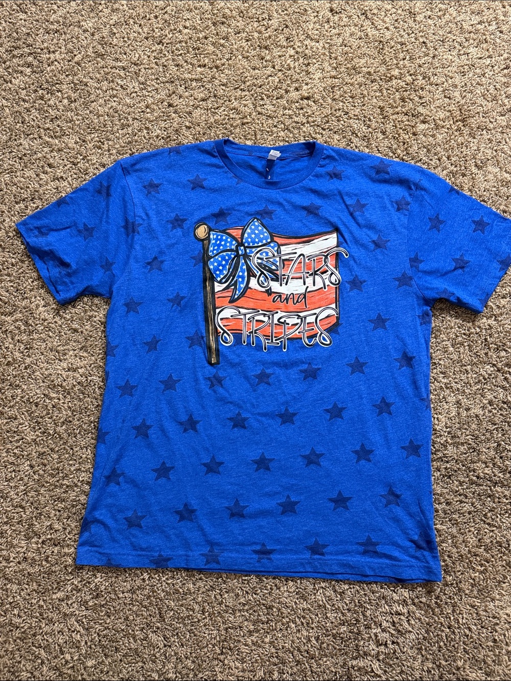 Royal Blue Short Sleeve Graphic Tee - Stars and Stripes